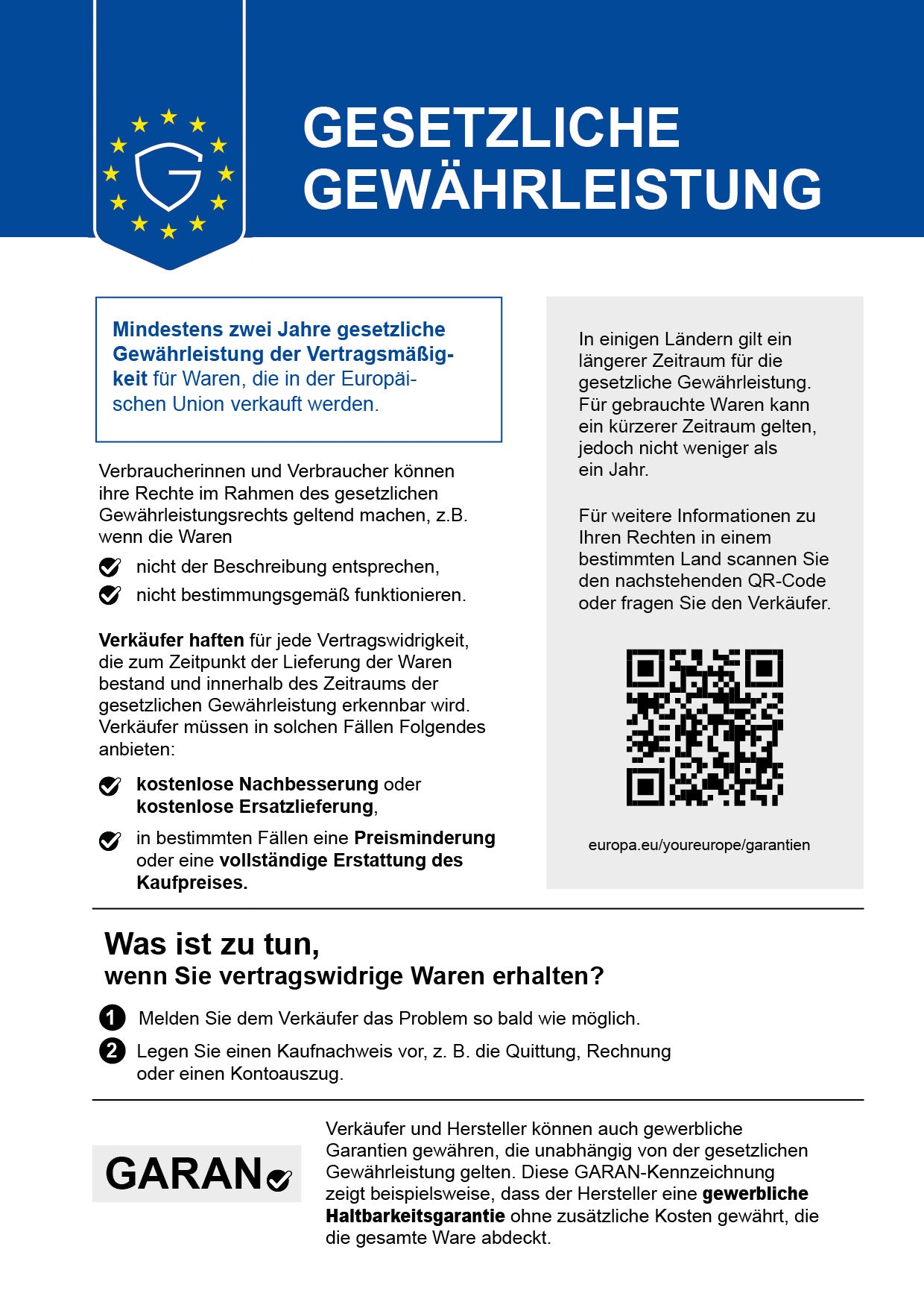 Offizieller EU-Hinweis zur gesetzlichen Gewährleistung