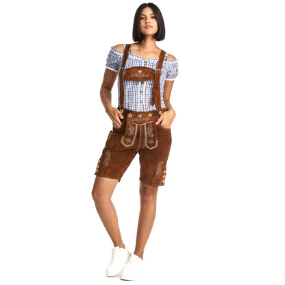 Steigenhöfer Traditionelle Lederhose für Damen mit Trägern