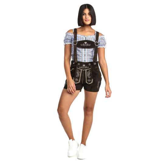 Steigenhöfer Traditionelle Leder-Hotpants für Damen mit Trägern