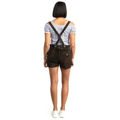 Steigenhöfer Traditionelle Leder-Hotpants für Damen mit Trägern
