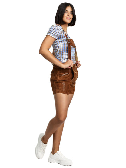Steigenhöfer Traditionelle Leder-Hotpants für Damen mit Trägern