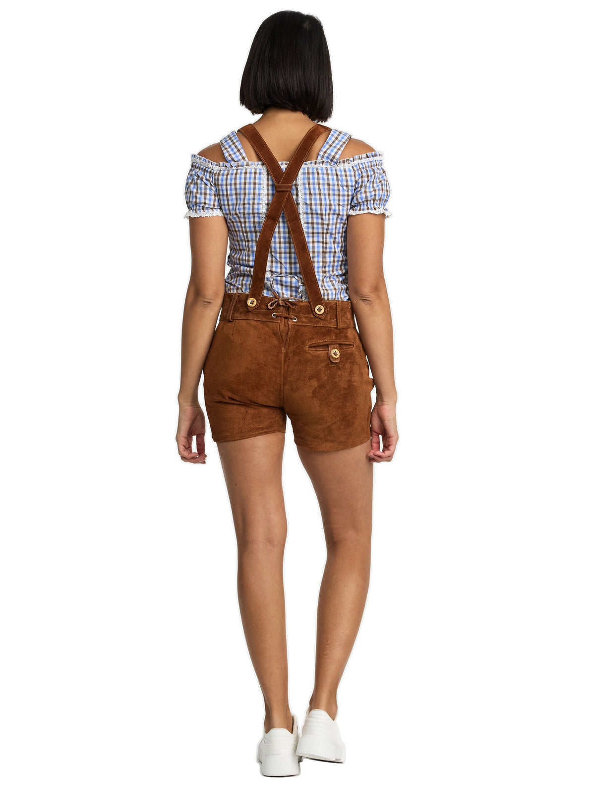 Steigenhöfer Traditionelle Leder-Hotpants für Damen mit Trägern
