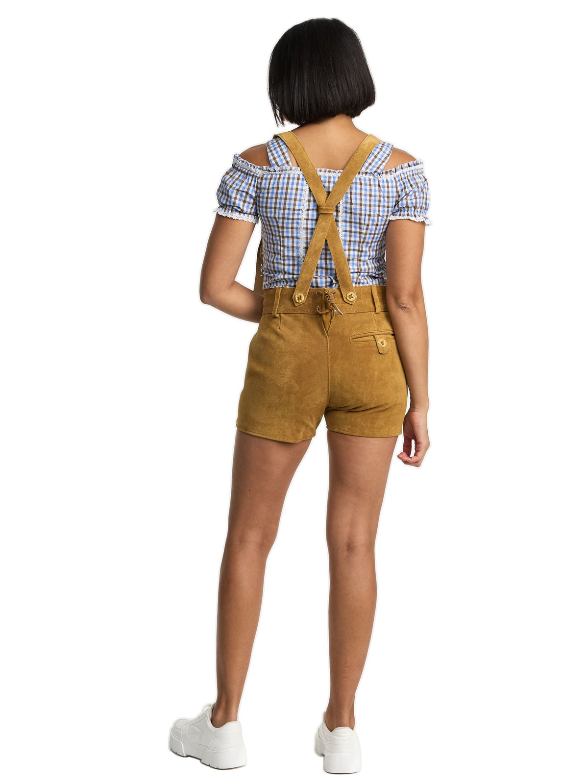 Steigenhöfer Traditionelle Leder-Hotpants für Damen mit Trägern