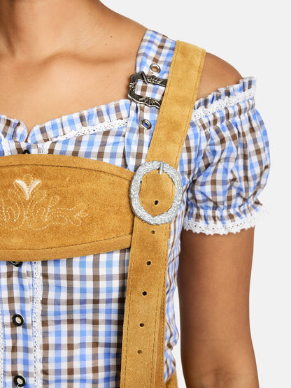 Steigenhöfer Traditionelle Leder-Hotpants für Damen mit Trägern