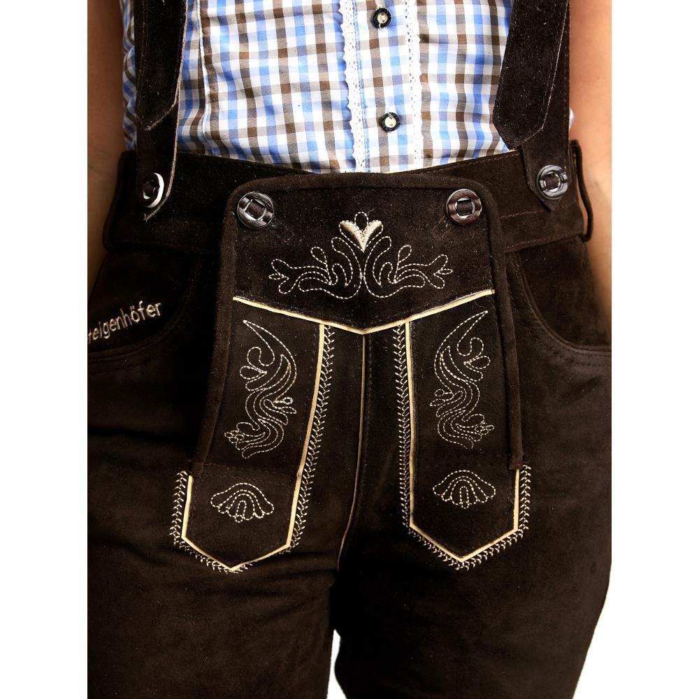 Steigenhöfer Traditionelle Kniebund-Lederhose für Damen mit Trägern