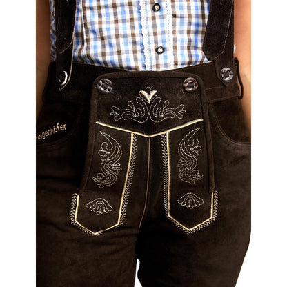 Steigenhöfer Traditionelle Kniebund-Lederhose für Damen mit Trägern
