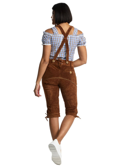 Steigenhöfer Traditionelle Kniebund-Lederhose für Damen mit Trägern