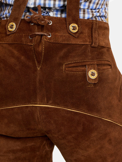 Steigenhöfer Traditionelle Kniebund-Lederhose für Damen mit Trägern