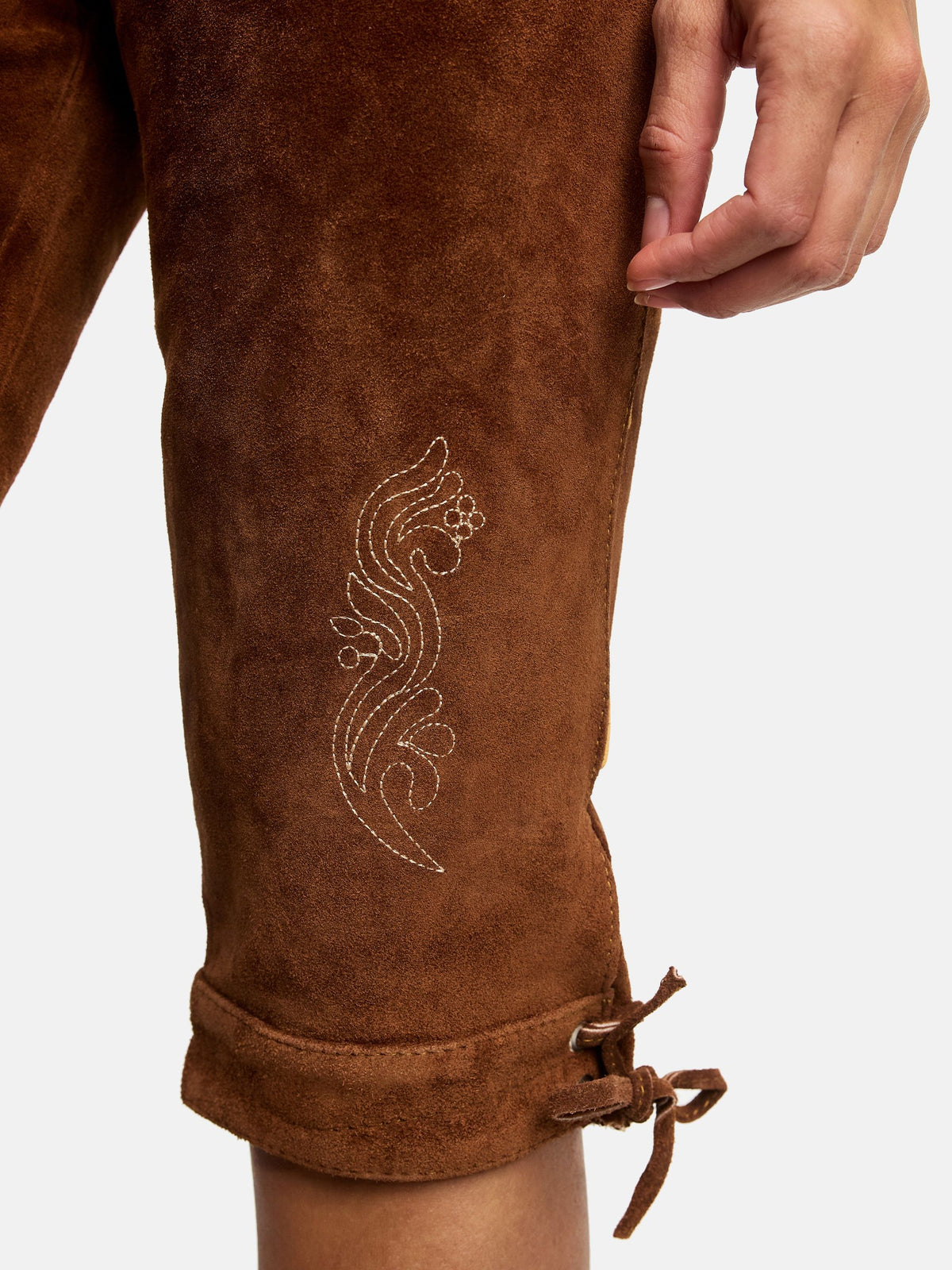 Steigenhöfer Traditionelle Kniebund-Lederhose für Damen mit Trägern