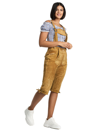Steigenhöfer Traditionelle Kniebund-Lederhose für Damen mit Trägern