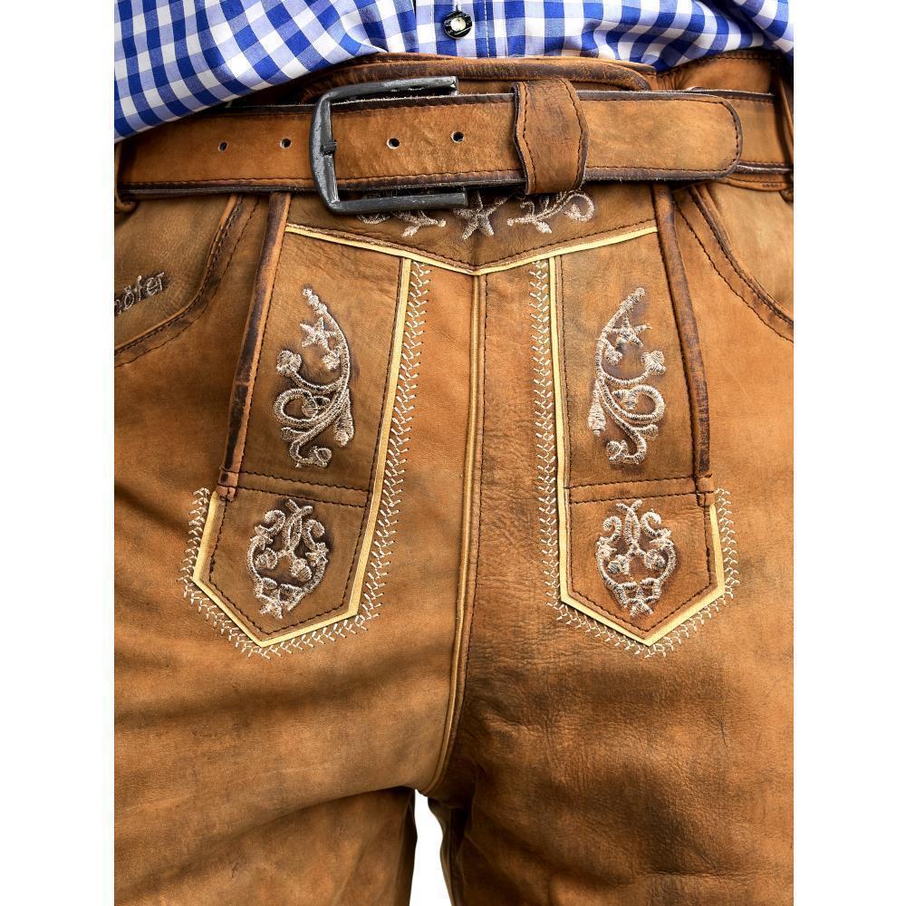 Steigenhöfer Traditionelle Lederhose im Antik-Look für Herren