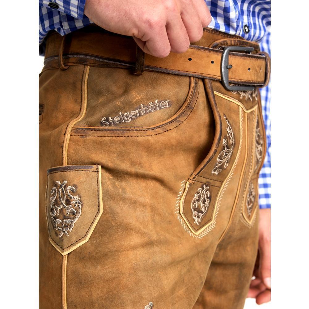 Steigenhöfer Traditionelle Lederhose im Antik-Look für Herren