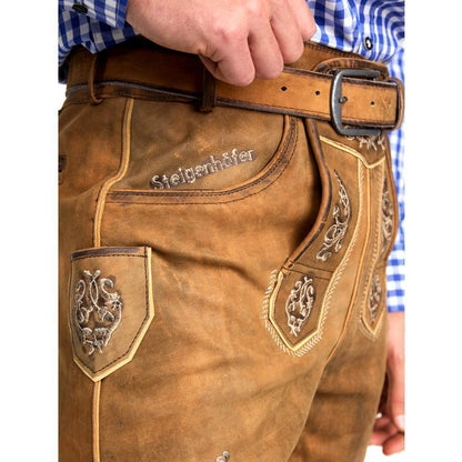 Steigenhöfer Traditionelle Lederhose im Antik-Look für Herren