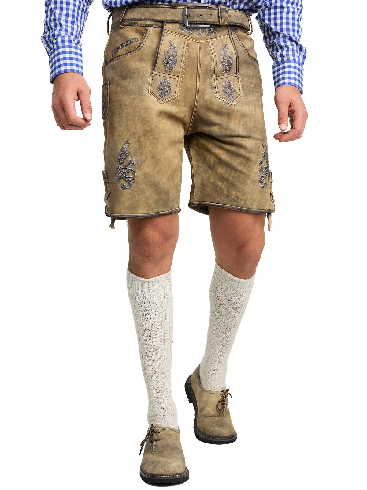 Steigenhöfer Traditionelle Lederhose im Antik-Look für Herren