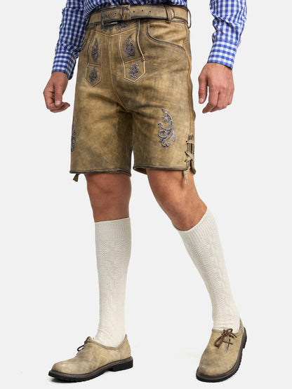 Steigenhöfer Traditionelle Lederhose im Antik-Look für Herren