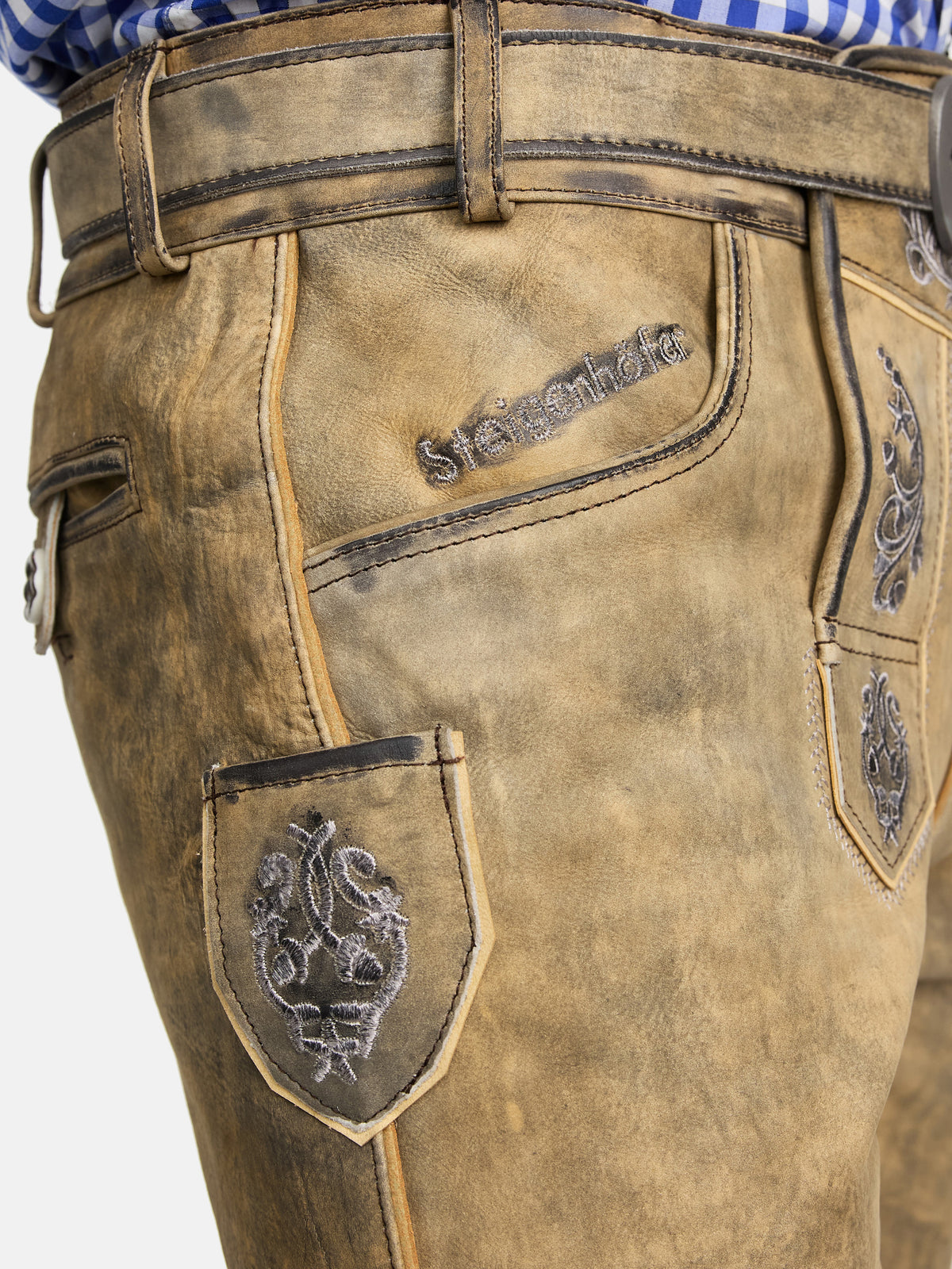Steigenhöfer Traditionelle Lederhose im Antik-Look für Herren