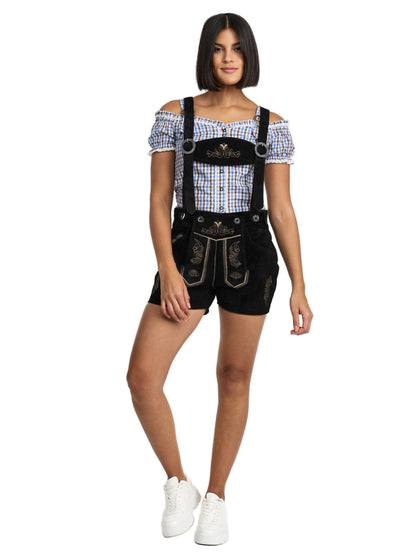 Steigenhöfer Traditionelle Leder-Hotpants für Damen mit Trägern