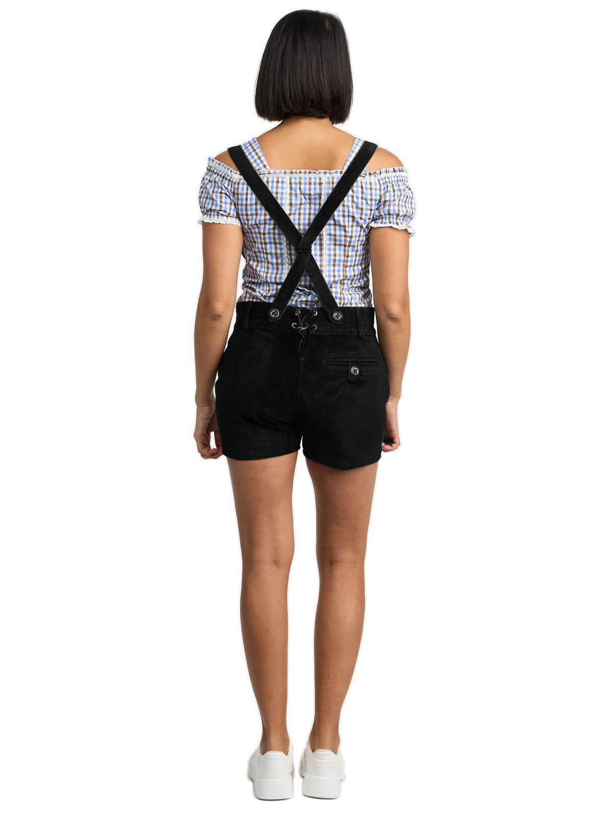 Steigenhöfer Traditionelle Leder-Hotpants für Damen mit Trägern