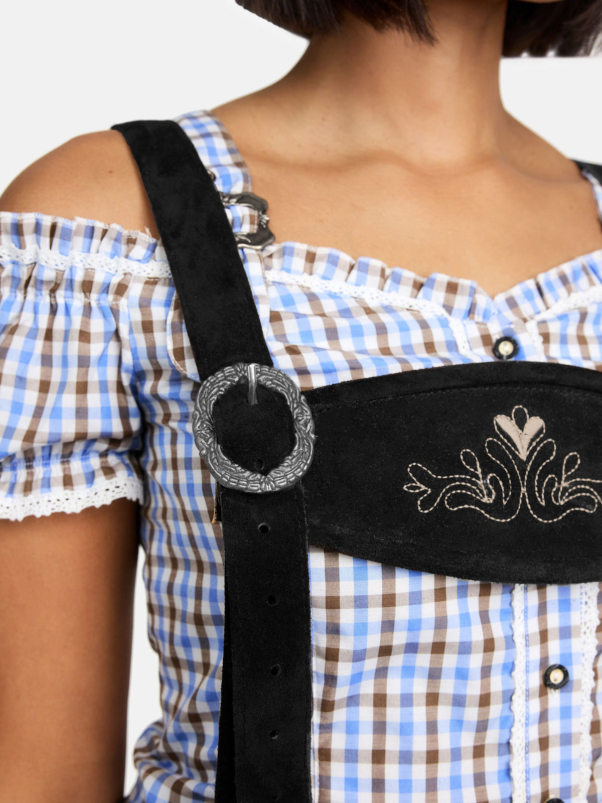 Steigenhöfer Traditionelle Leder-Hotpants für Damen mit Trägern