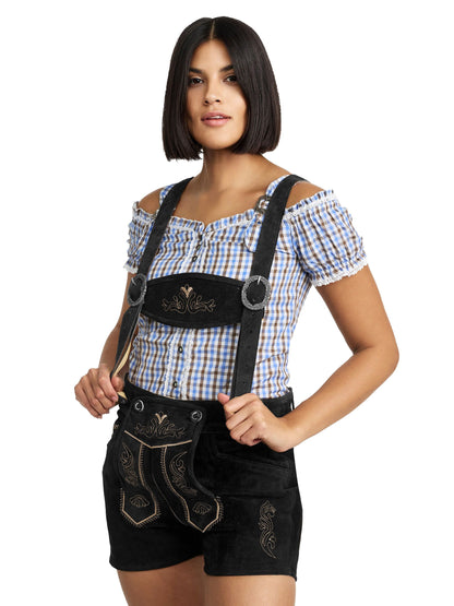 Steigenhöfer Traditionelle Leder-Hotpants für Damen mit Trägern