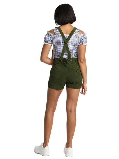 Steigenhöfer Traditionelle Leder-Hotpants für Damen mit Trägern