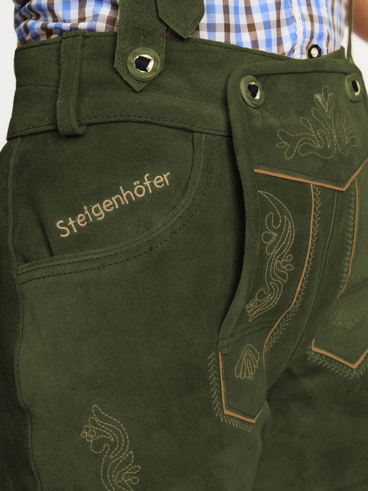 Steigenhöfer Traditionelle Leder-Hotpants für Damen mit Trägern