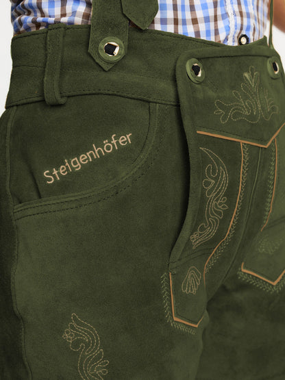 Steigenhöfer Traditionelle Leder-Hotpants für Damen mit Trägern