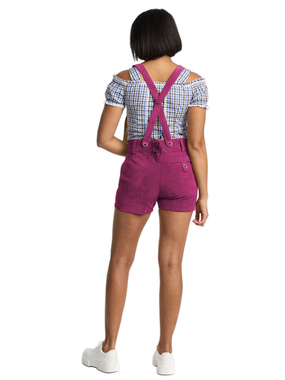 Steigenhöfer Traditionelle Leder-Hotpants für Damen mit Trägern
