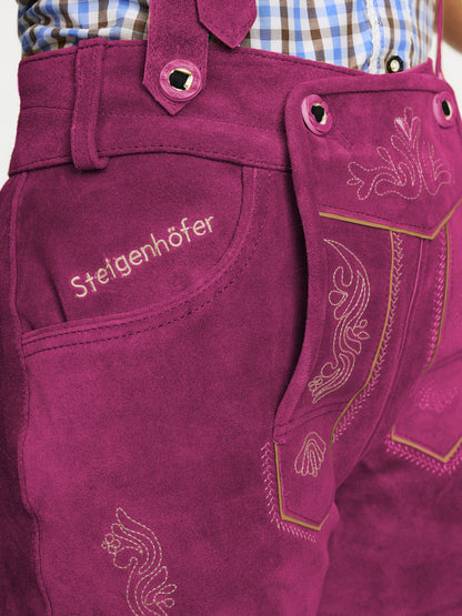 Steigenhöfer Traditionelle Leder-Hotpants für Damen mit Trägern